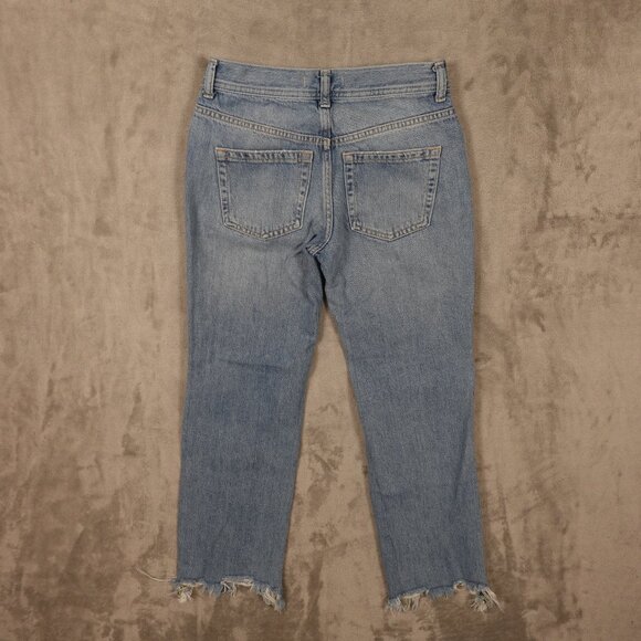 We The Free Jeans Boyfriend Cropped Distressed Women's 24 Light Wash Blue Denim - Picture 10 of 12